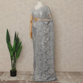 Silver French Metallic Chantilly Lace Saree