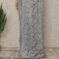 Silver French Metallic Chantilly Lace Saree