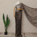 Brown French Metallic Chantilly Lace Saree