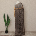 Brown French Metallic Chantilly Lace Saree