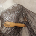 Brown French Metallic Chantilly Lace Saree