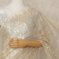 Gold French Metallic Chantilly Lace Saree