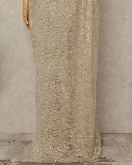 Gold French Metallic Chantilly Lace Saree