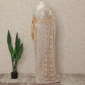 Light Peach French Metallic Chantilly Lace Saree