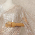 Light Peach French Metallic Chantilly Lace Saree