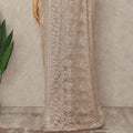 Light Peach French Metallic Chantilly Lace Saree
