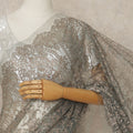 Grey French Metallic Chantilly Lace Saree