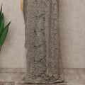 Grey French Metallic Chantilly Lace Saree