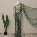 Green French Metallic Chantilly Lace Saree