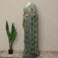 Green French Metallic Chantilly Lace Saree