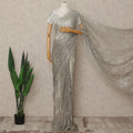 Silver French Metallic Chantilly Lace Saree