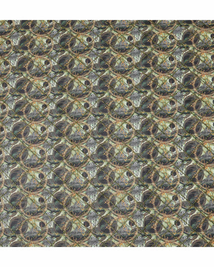 Green Abstract Circle Embroidery Cotton Voile 150cm