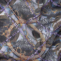 Grey Blue Abstract Circle Embroidery Voile 150cm