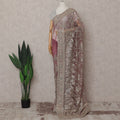 Dusty Rose Pink Embroidered Net Saree 110cm