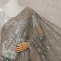 Sage Green Embroidered Net Saree 110cm