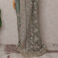 Sage Green Embroidered Net Saree 110cm