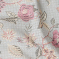 Grey Floral Cotton Voile Fabric 110cm India