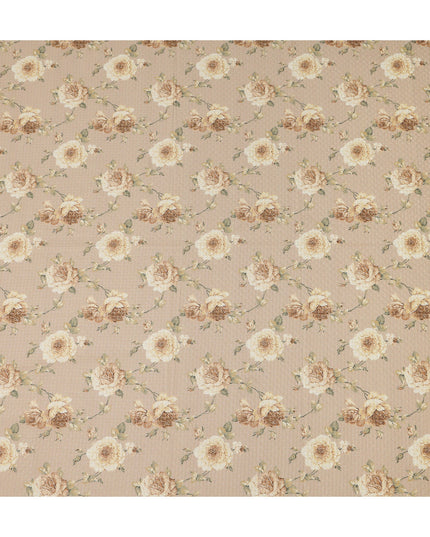 Beige Floral Cotton Voile Fabric 110cm India