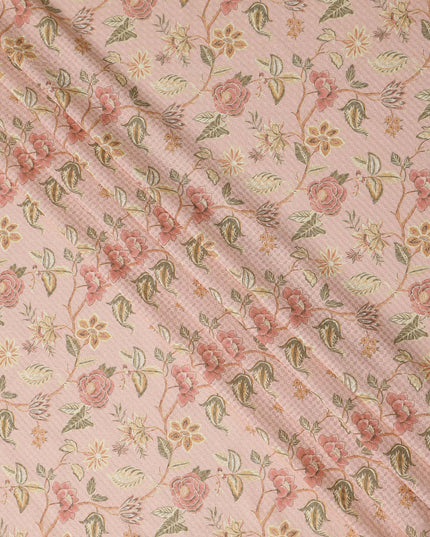 Pink Floral Cotton Voile Fabric 110cm India