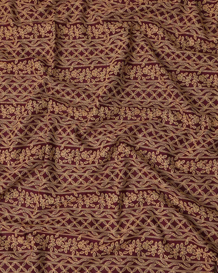 Brown Floral Cotton Voile Fabric 110cm India