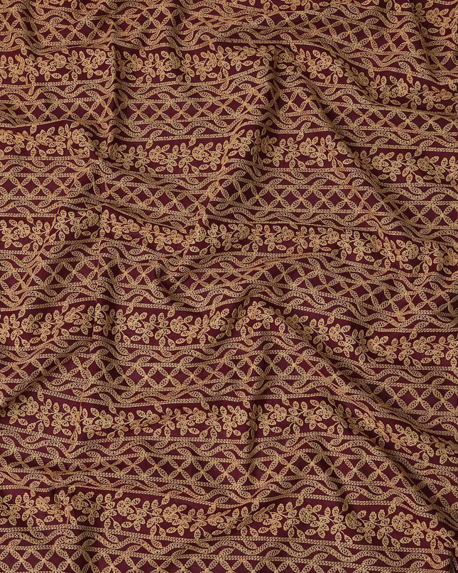 Brown Floral Cotton Voile Fabric 110cm India