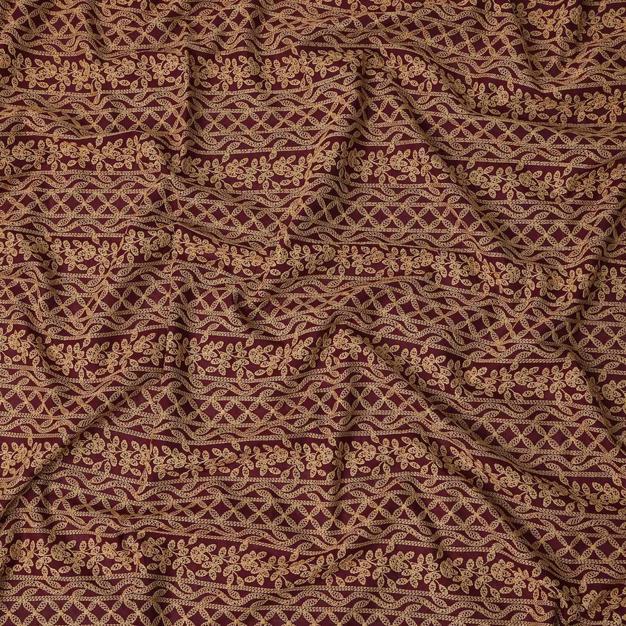 Brown Floral Cotton Voile Fabric 110cm India