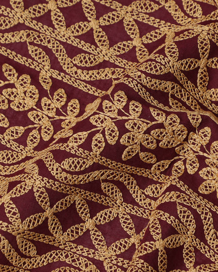 Brown Floral Cotton Voile Fabric 110cm India