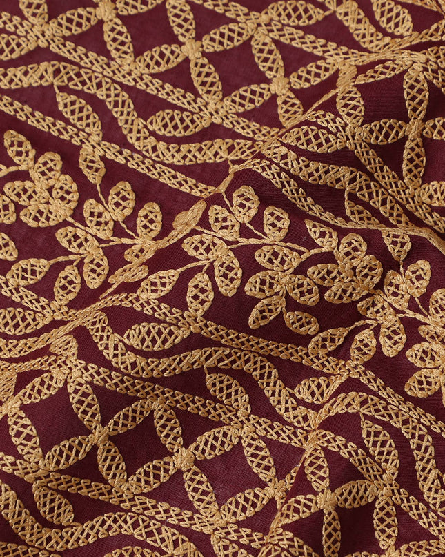 Brown Floral Cotton Voile Fabric 110cm India