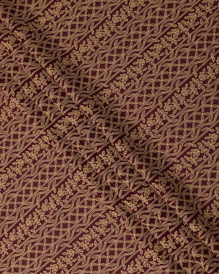 Brown Floral Cotton Voile Fabric 110cm India