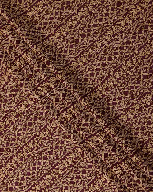 Brown Floral Cotton Voile Fabric 110cm India