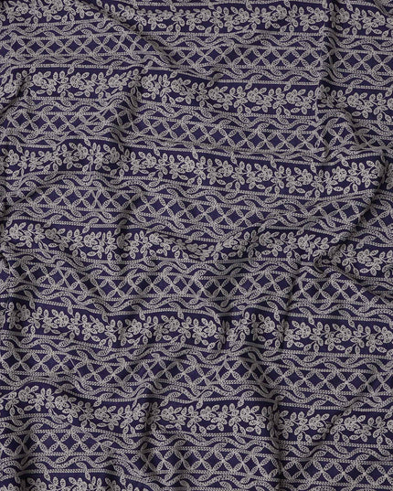 Blue Floral Cotton Voile Fabric 110cm India