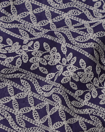 Blue Floral Cotton Voile Fabric 110cm India