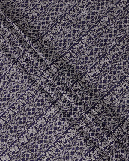 Blue Floral Cotton Voile Fabric 110cm India