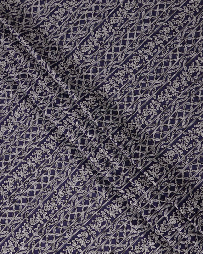 Blue Floral Cotton Voile Fabric 110cm India
