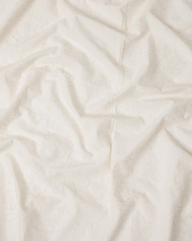 White Self Cotton Voile Fabric 110cm India