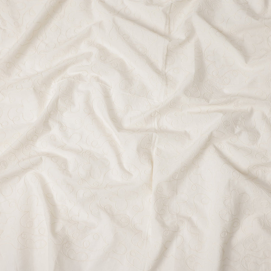 White Self Cotton Voile Fabric 110cm India