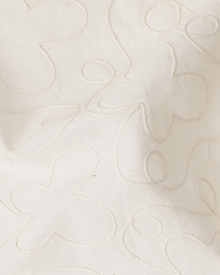 White Self Cotton Voile Fabric 110cm India