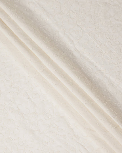 White Self Cotton Voile Fabric 110cm India