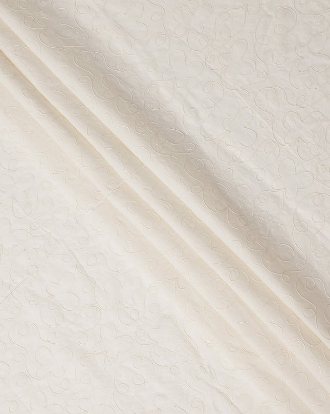 White Self Cotton Voile Fabric 110cm India