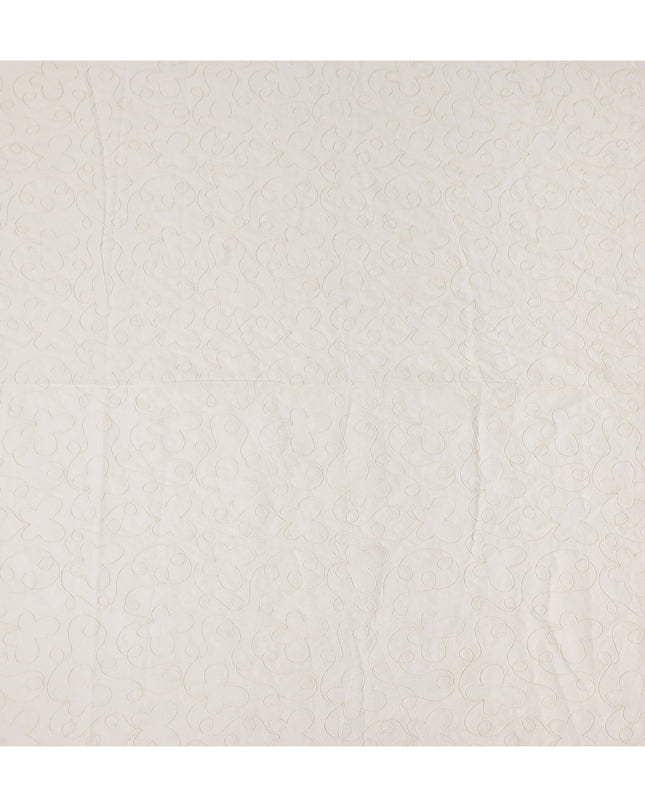White Self Cotton Voile Fabric 110cm India