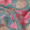 Sage Green Floral Synthetic Chiffon Fabric