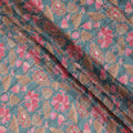 Sage Green Floral Synthetic Chiffon Fabric