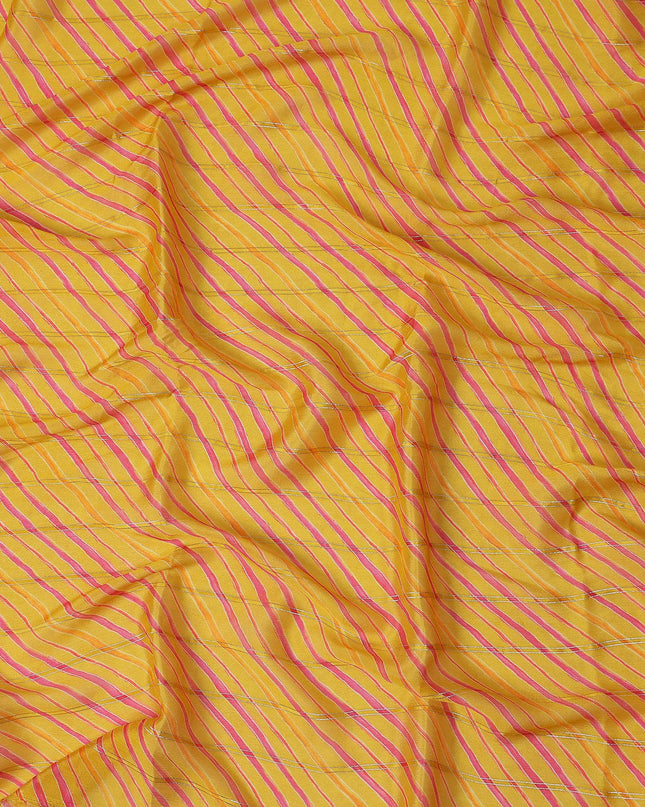 Golden Yellow Stripe Chiffon Fabric