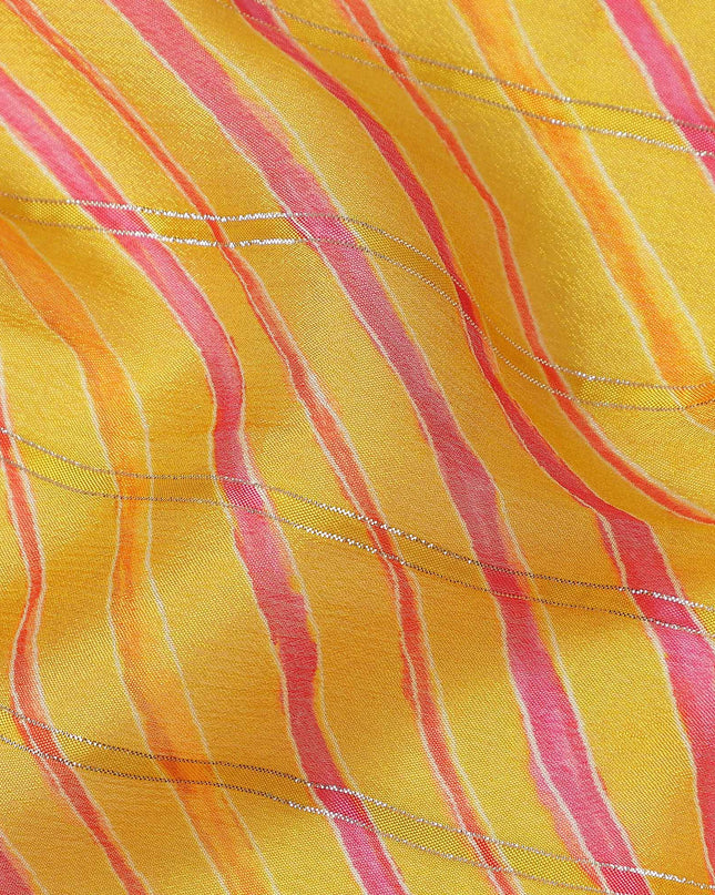 Golden Yellow Stripe Chiffon Fabric