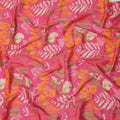 Fuchsia Pink Leaf Synthetic Chiffon Fabric