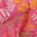 Fuchsia Pink Leaf Synthetic Chiffon Fabric