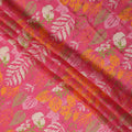 Fuchsia Pink Leaf Synthetic Chiffon Fabric