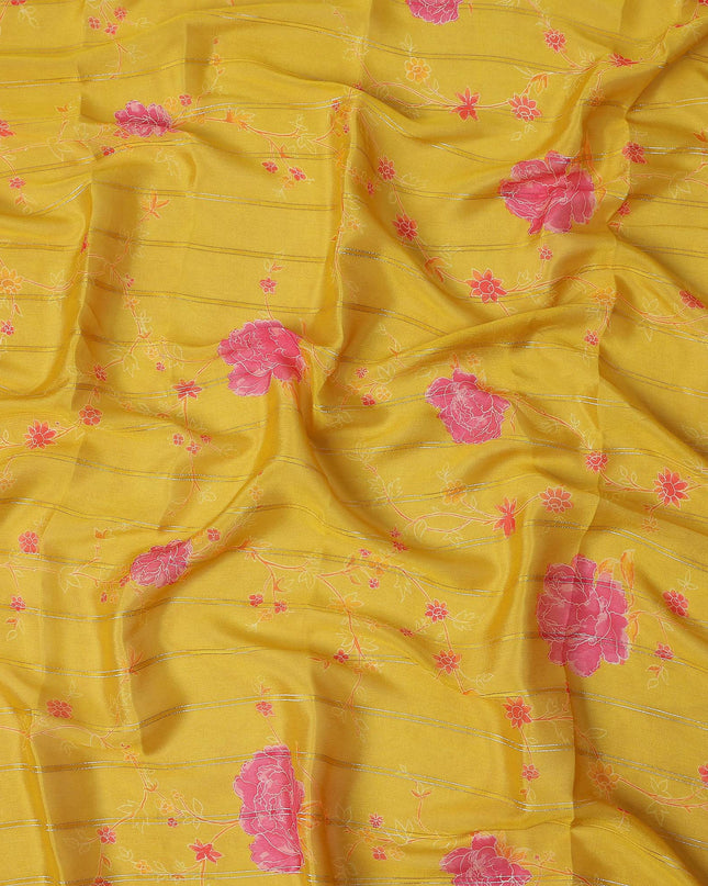Amber Yellow Bouquet Chiffon Fabric