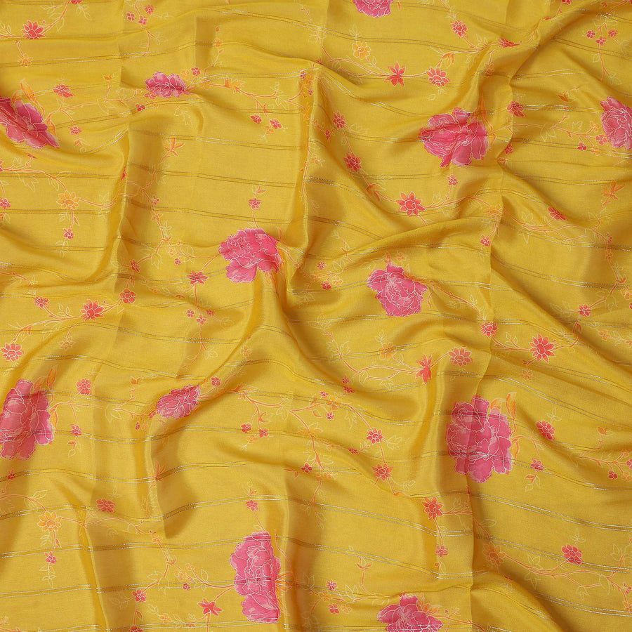 Amber Yellow Bouquet Chiffon Fabric
