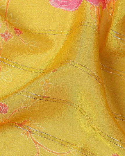 Amber Yellow Bouquet Chiffon Fabric